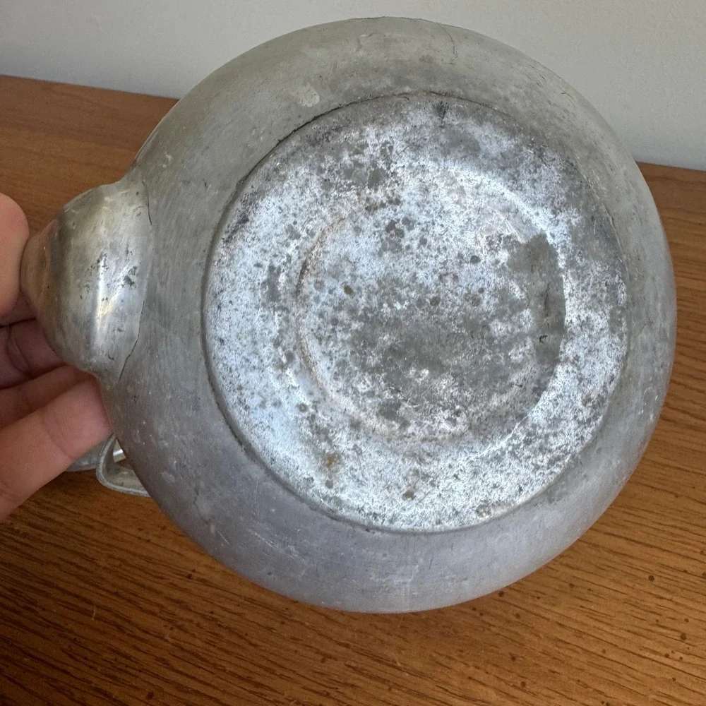 Vintage Aluminum Tea Kettle Cow Graphic Farmhouse‎ Decor Rustic Teapot Small